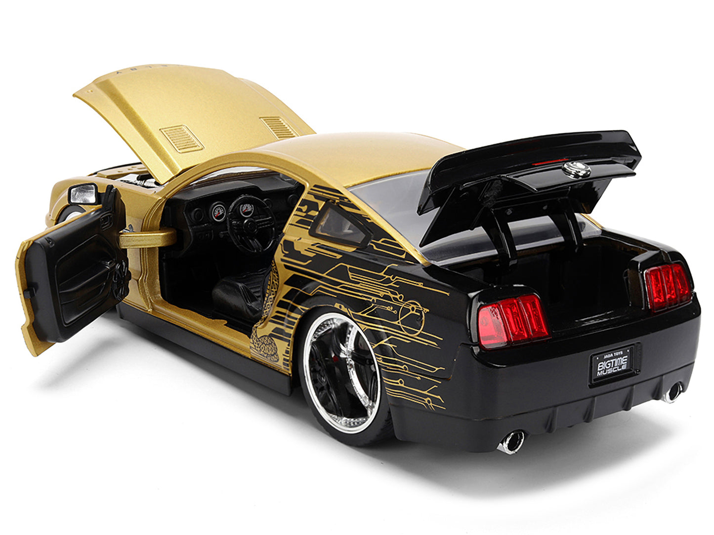 2008 Ford Shelby Mustang GT-500KR Gold Metallic and Black with Graphics "Bigtime Muscle" Series 1/24 Diecast Model Car by Jada-DiecastModeler.com