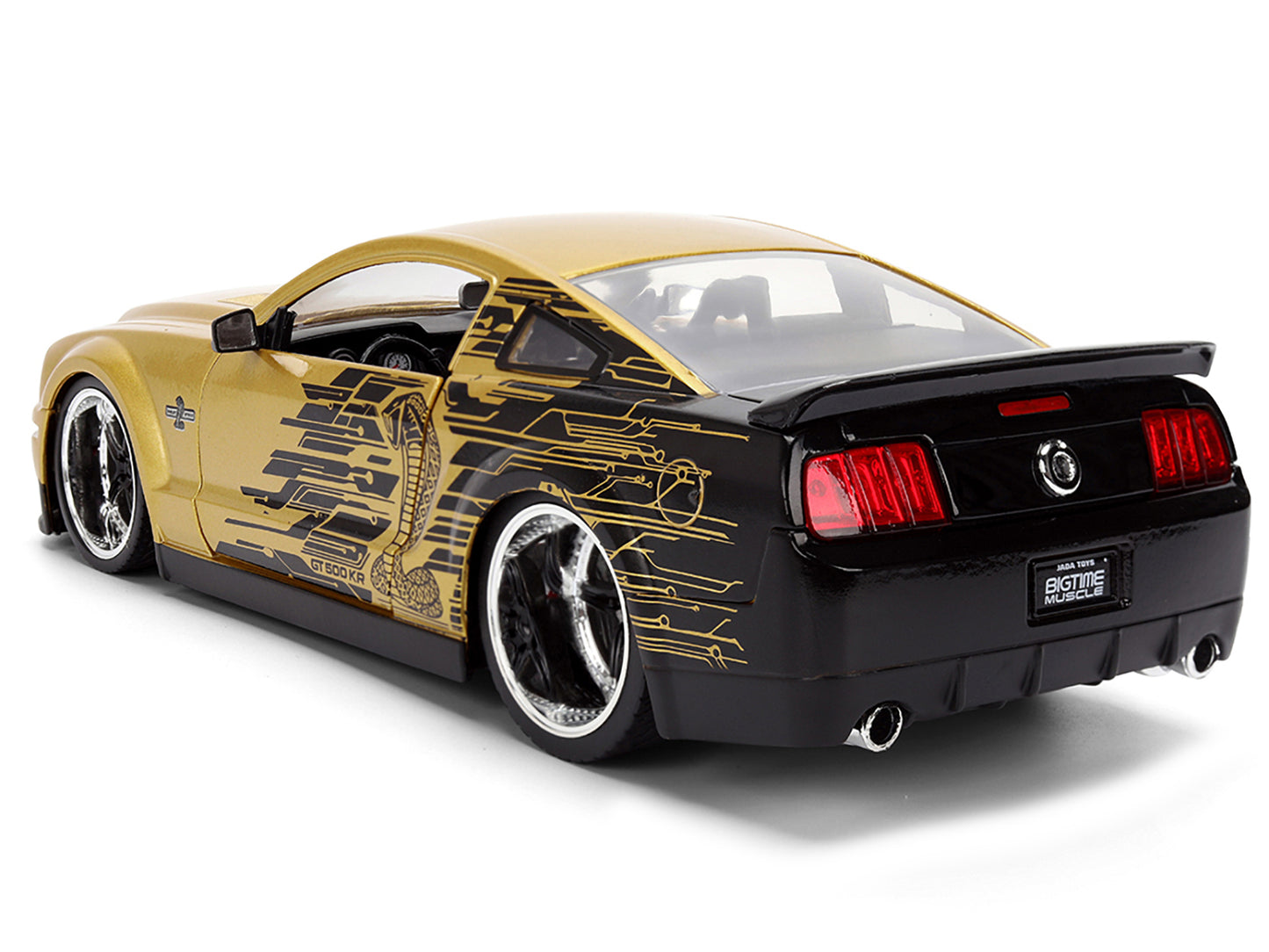 2008 Ford Shelby Mustang GT-500KR Gold Metallic and Black with Graphics "Bigtime Muscle" Series 1/24 Diecast Model Car by Jada-DiecastModeler.com