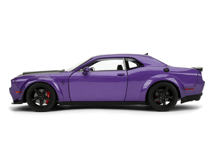 Dodge Challenger SRT Demon Purple Metallic with Matt Black Hood "Pink Slips" Series 1/18 Diecast Model Car by Jada