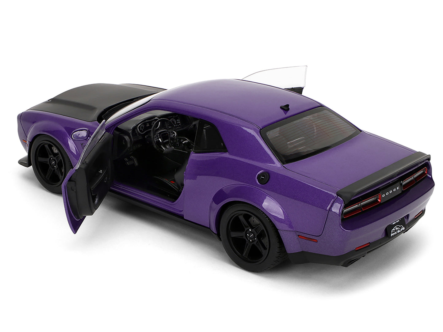 Dodge Challenger SRT Demon Purple Metallic with Matt Black Hood "Pink Slips" Series 1/18 Diecast Model Car by Jada