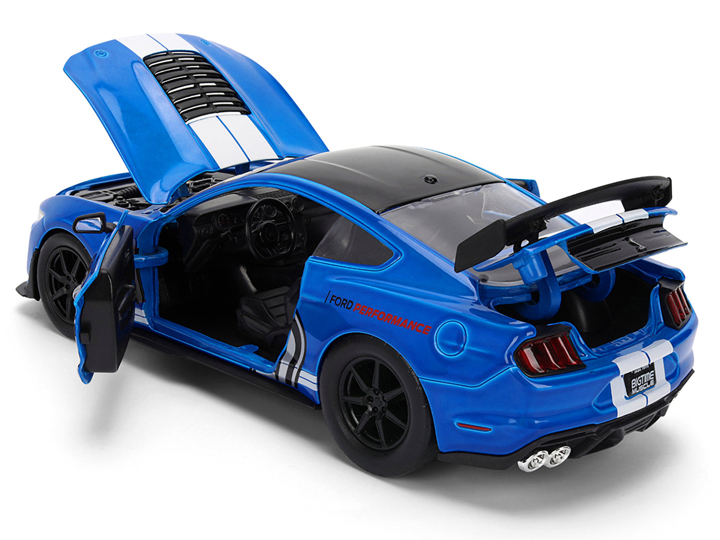 2020 Ford Mustang Shelby GT500 #65 "Ford Performance" Blue with Black Top and White Stripes "Bigtime Muscle" Series 1/24 Diecast Model Car by Jada-DiecastModeler.com
