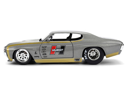 1971 Chevrolet Chevelle SS "Hurst" Gray Metallic with Gold Stripes "Bigtime Muscle" Series 1/24 Diecast Model Car by Jada-DiecastModeler.com
