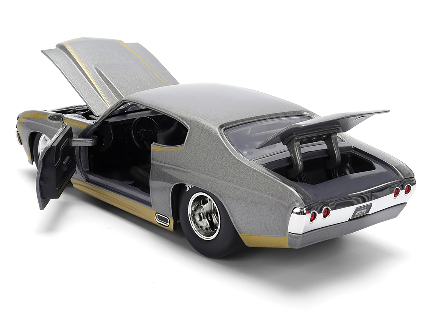 1971 Chevrolet Chevelle SS "Hurst" Gray Metallic with Gold Stripes "Bigtime Muscle" Series 1/24 Diecast Model Car by Jada