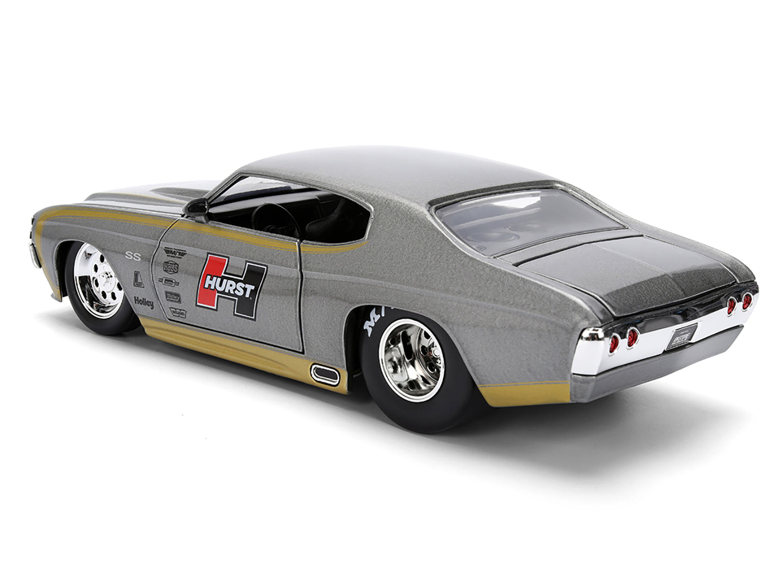 1971 Chevrolet Chevelle SS "Hurst" Gray Metallic with Gold Stripes "Bigtime Muscle" Series 1/24 Diecast Model Car by Jada-DiecastModeler.com