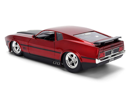 1973 Ford Mustang Mach 1 Red Metallic with Matt Black Hood and Black Stripes "Bigtime Muscle" Series 1/24 Diecast Model Car by Jada