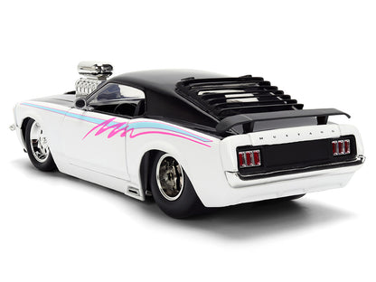 1970 Ford Mustang Boss 429 Black and White with Graphics "Bigtime Muscle" Series 1/24 Diecast Model Car by Jada-DiecastModeler.com