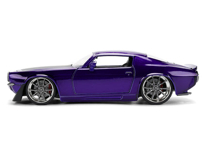 1971 Chevrolet Camaro Z/28 Purple Metallic with Black Hood "Bigtime Muscle" Series 1/24 Diecast Model Car by Jada-DiecastModeler.com