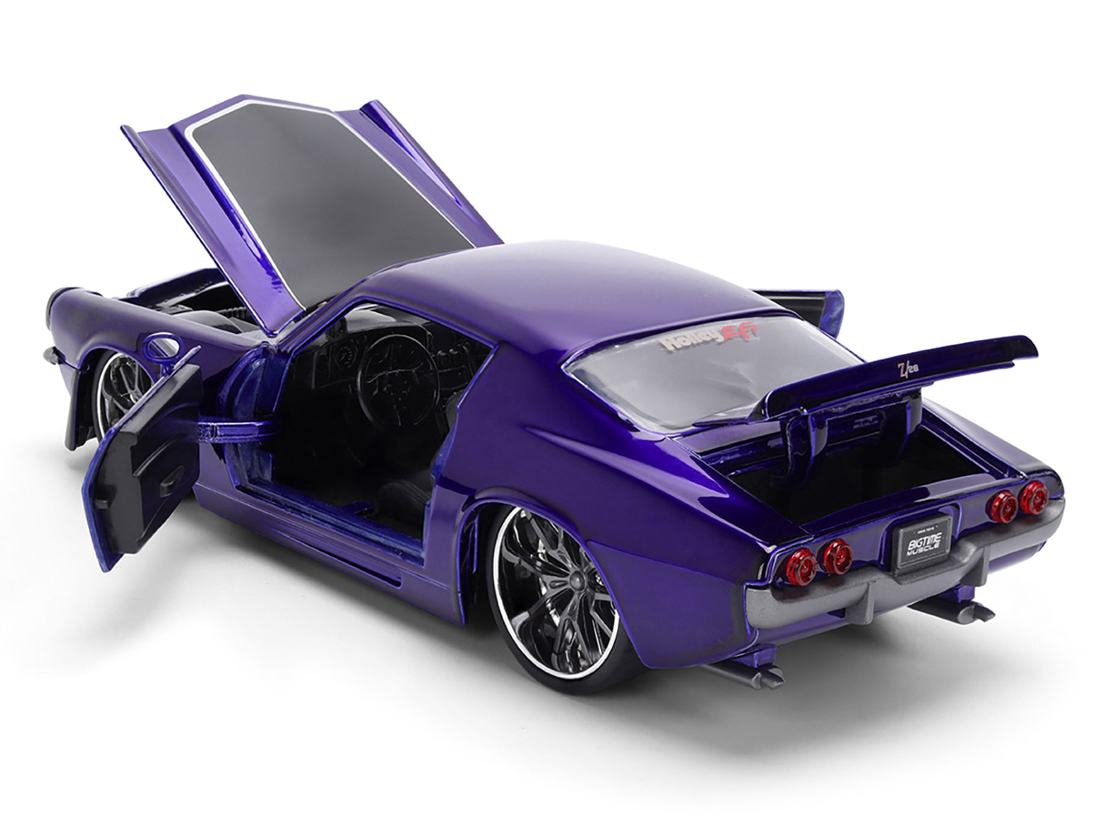 1971 Chevrolet Camaro Z/28 Purple Metallic with Black Hood "Bigtime Muscle" Series 1/24 Diecast Model Car by Jada-DiecastModeler.com