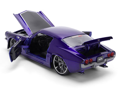 1971 Chevrolet Camaro Z/28 Purple Metallic with Black Hood "Bigtime Muscle" Series 1/24 Diecast Model Car by Jada-DiecastModeler.com