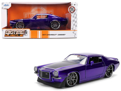 1971 Chevrolet Camaro Z/28 Purple Metallic with Black Hood "Bigtime Muscle" Series 1/24 Diecast Model Car by Jada-DiecastModeler.com