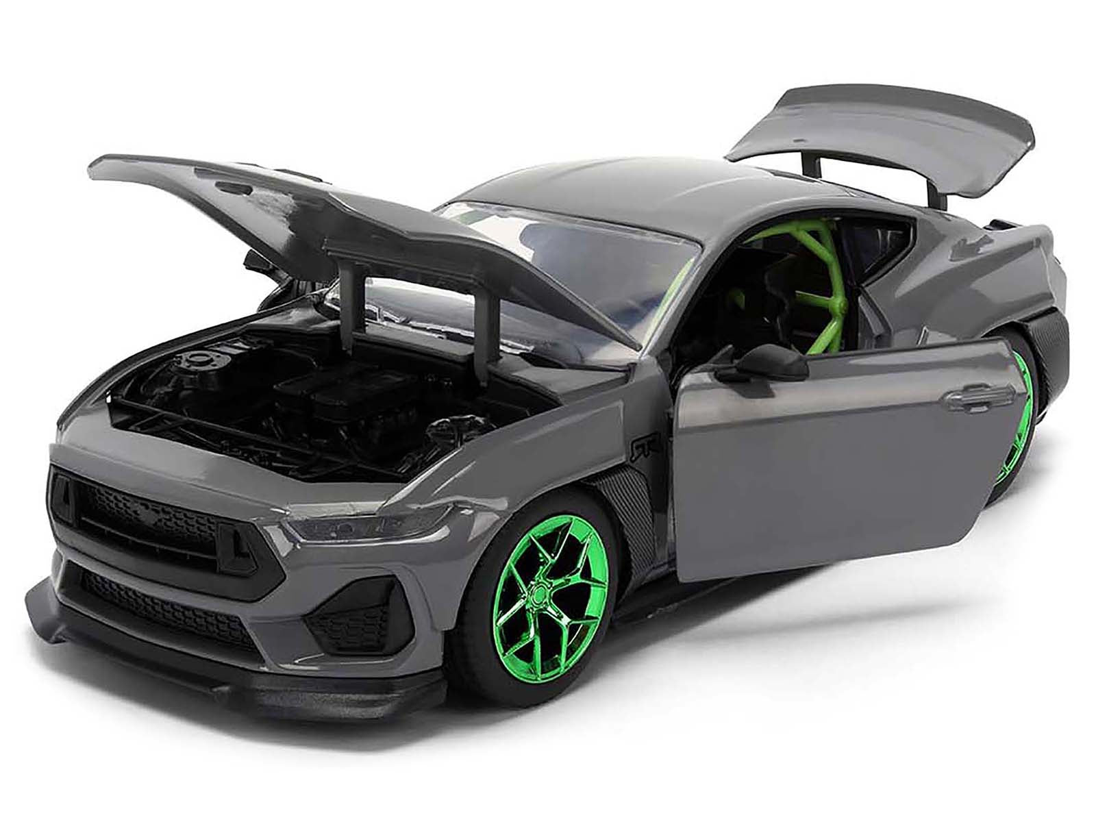 2024 Ford Mustang RTR Gray with Green Wheels "Bigtime Muscle" Series 1/24 Diecast Model Car by Jada-DiecastModeler.com