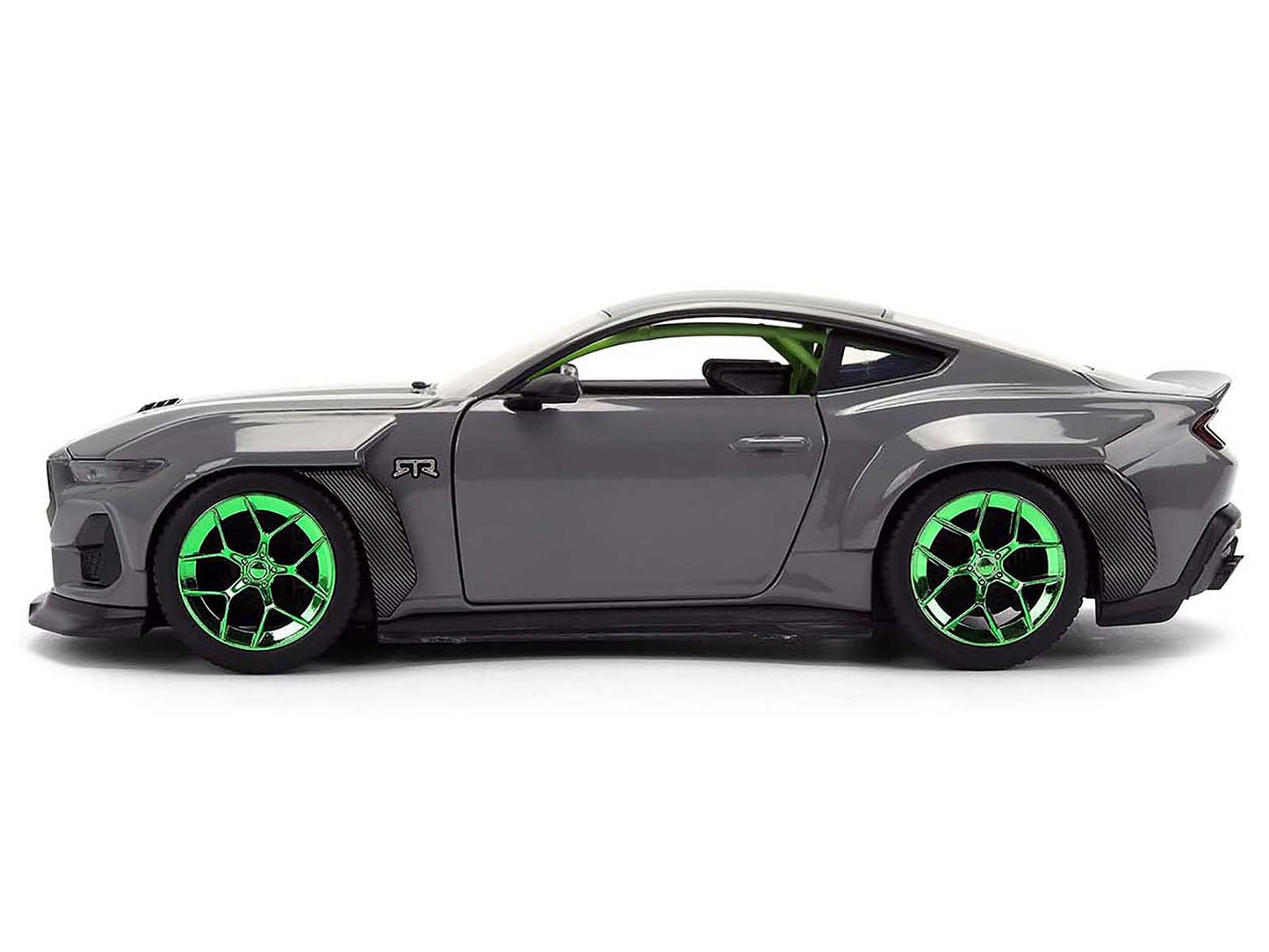 2024 Ford Mustang RTR Gray with Green Wheels "Bigtime Muscle" Series 1/24 Diecast Model Car by Jada-DiecastModeler.com