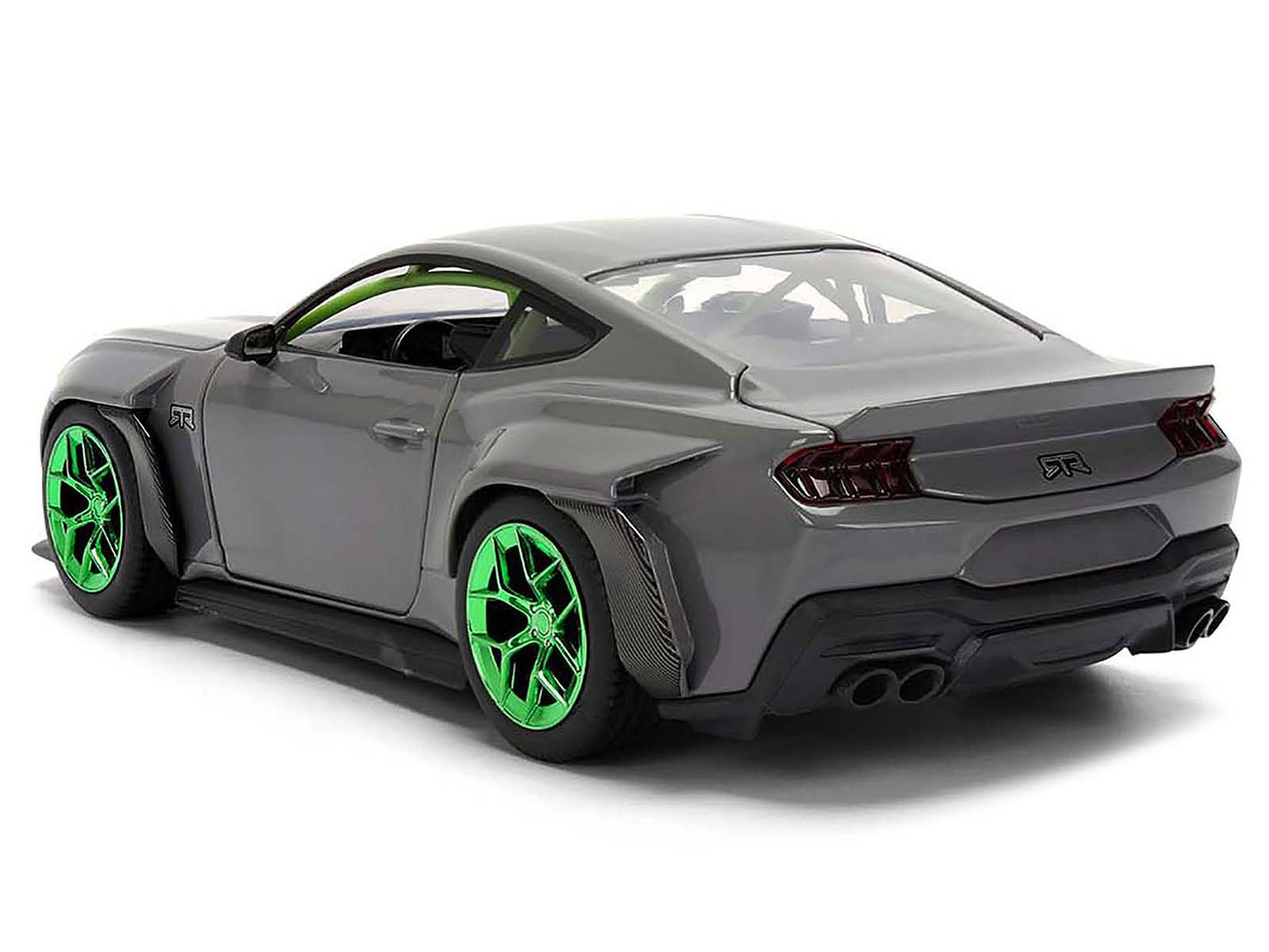 2024 Ford Mustang RTR Gray with Green Wheels "Bigtime Muscle" Series 1/24 Diecast Model Car by Jada-DiecastModeler.com