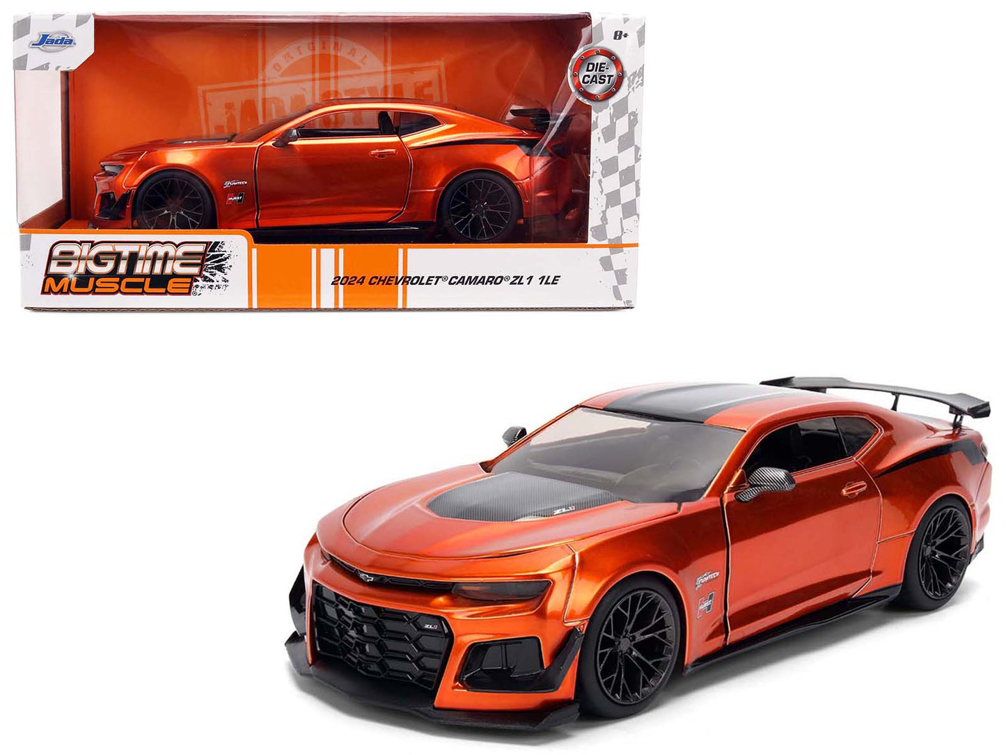 2024 Chevrolet Camaro ZL1 1LE Orange Metallic with Black Stripes "Bigtime Muscle" Series 1/24 Diecast Model Car by Jada-DiecastModeler.com