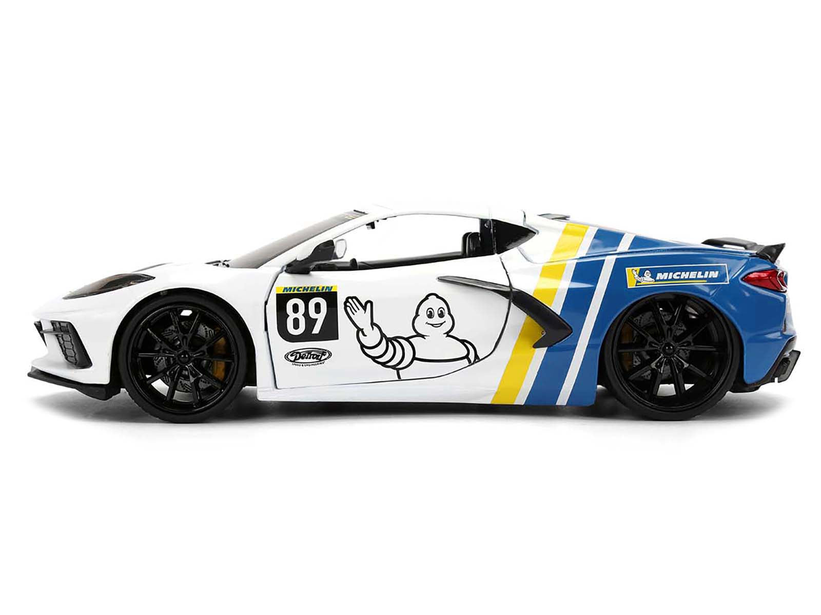 2020 Chevrolet Corvette Stingray C8 #89 "Michelin" White with Yellow and Blue Stripes "Bigtime Muscle" Series 1/24 Diecast Model Car by Jada-DiecastModeler.com