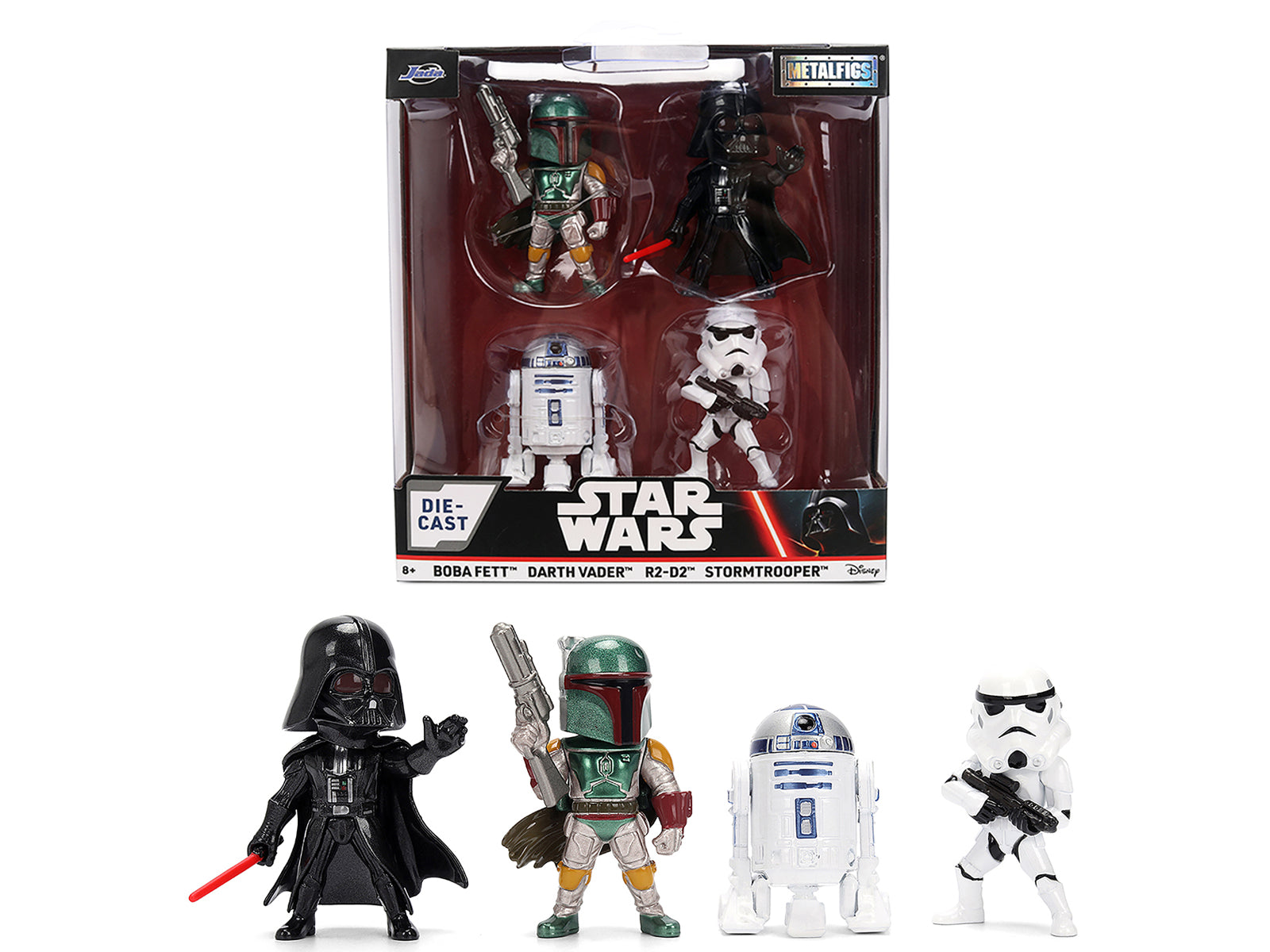 Set of 4 Diecast Figures "Star Wars" Movie Franchise "Metalfigs" Series Diecast Models by Jada-DiecastModeler.com