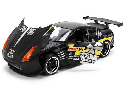 2009 Nissan GT-R (R35) Ben Sopra Matt Black with "Mechagodzilla" Graphics "Hollywood Rides" Series 1/24 Diecast Model Car by Jada-DiecastModeler.com