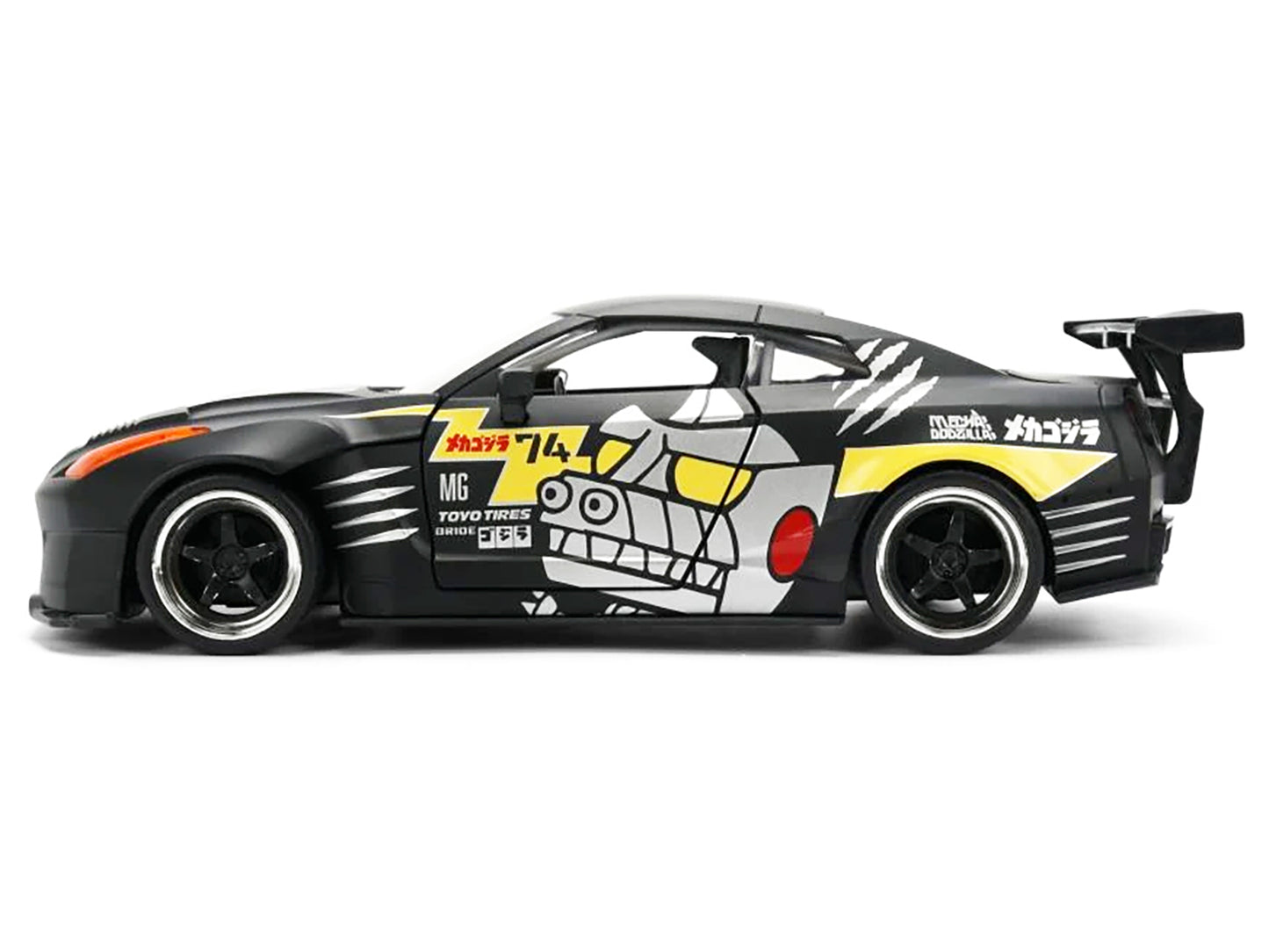 2009 Nissan GT-R (R35) Ben Sopra Matt Black with "Mechagodzilla" Graphics "Hollywood Rides" Series 1/24 Diecast Model Car by Jada-DiecastModeler.com