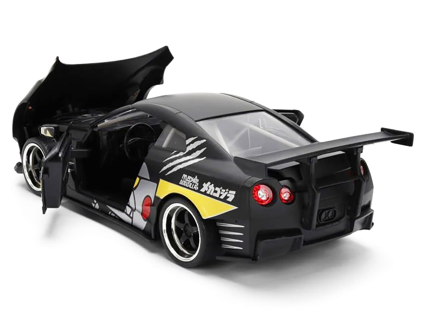 2009 Nissan GT-R (R35) Ben Sopra Matt Black with "Mechagodzilla" Graphics "Hollywood Rides" Series 1/24 Diecast Model Car by Jada-DiecastModeler.com