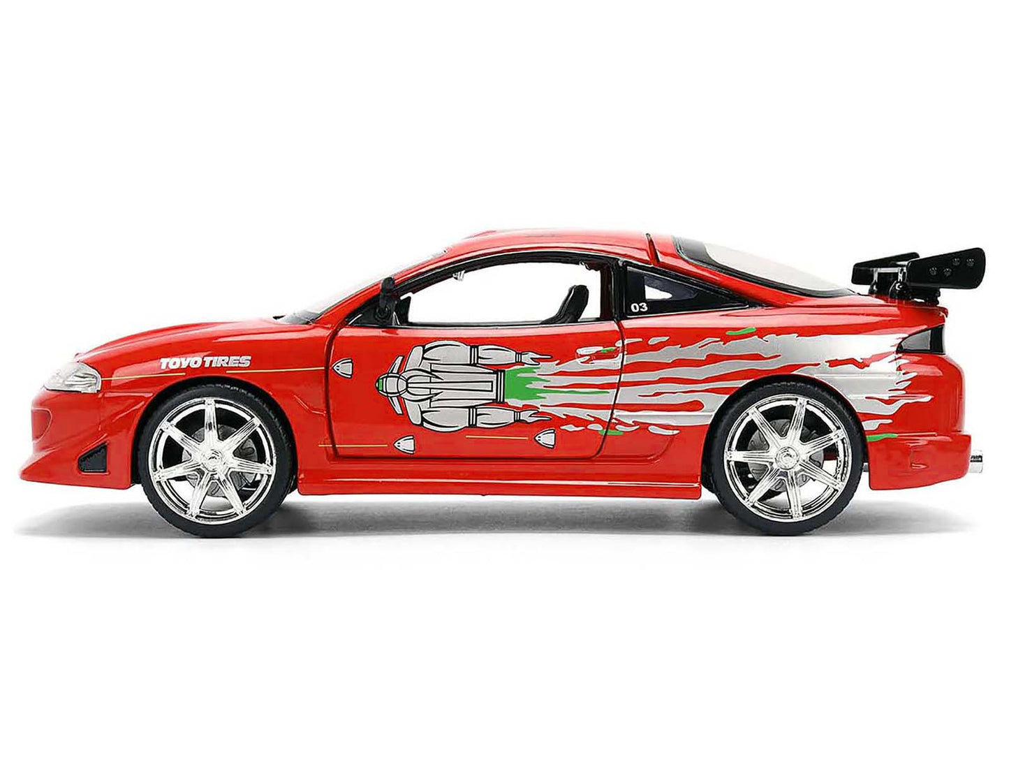 Brian's Mitsubishi Eclipse Red with Graphics Remix "The Fast and The Furious" (2001) Movie "Fast & Furious" Series 1/24 Diecast Model Car by Jada