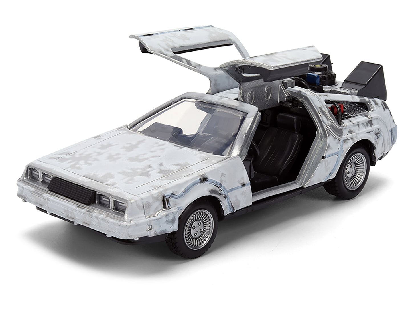 DMC DeLorean Time Machine Brushed Metal (Frost Version) "Back to the Future" (1985) Movie "40th Anniversary" Special Packaging "Hollywood Rides" Series 1/32 Diecast Model Car by Jada