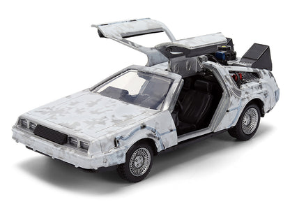DMC DeLorean Time Machine Brushed Metal (Frost Version) "Back to the Future" (1985) Movie "40th Anniversary" Special Packaging "Hollywood Rides" Series 1/32 Diecast Model Car by Jada-DiecastModeler.com