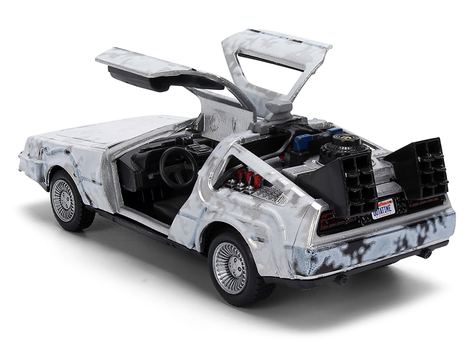 DMC DeLorean Time Machine Brushed Metal (Frost Version) "Back to the Future" (1985) Movie "40th Anniversary" Special Packaging "Hollywood Rides" Series 1/32 Diecast Model Car by Jada-DiecastModeler.com