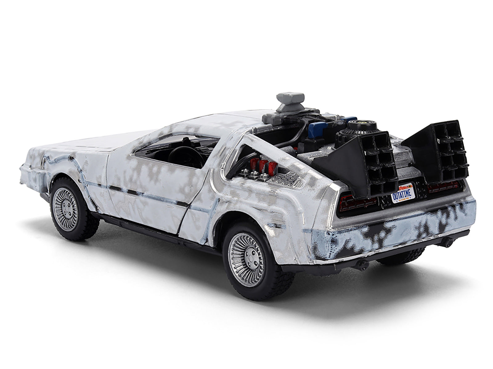 DMC DeLorean Time Machine Brushed Metal (Frost Version) "Back to the Future" (1985) Movie "40th Anniversary" Special Packaging "Hollywood Rides" Series 1/32 Diecast Model Car by Jada-DiecastModeler.com