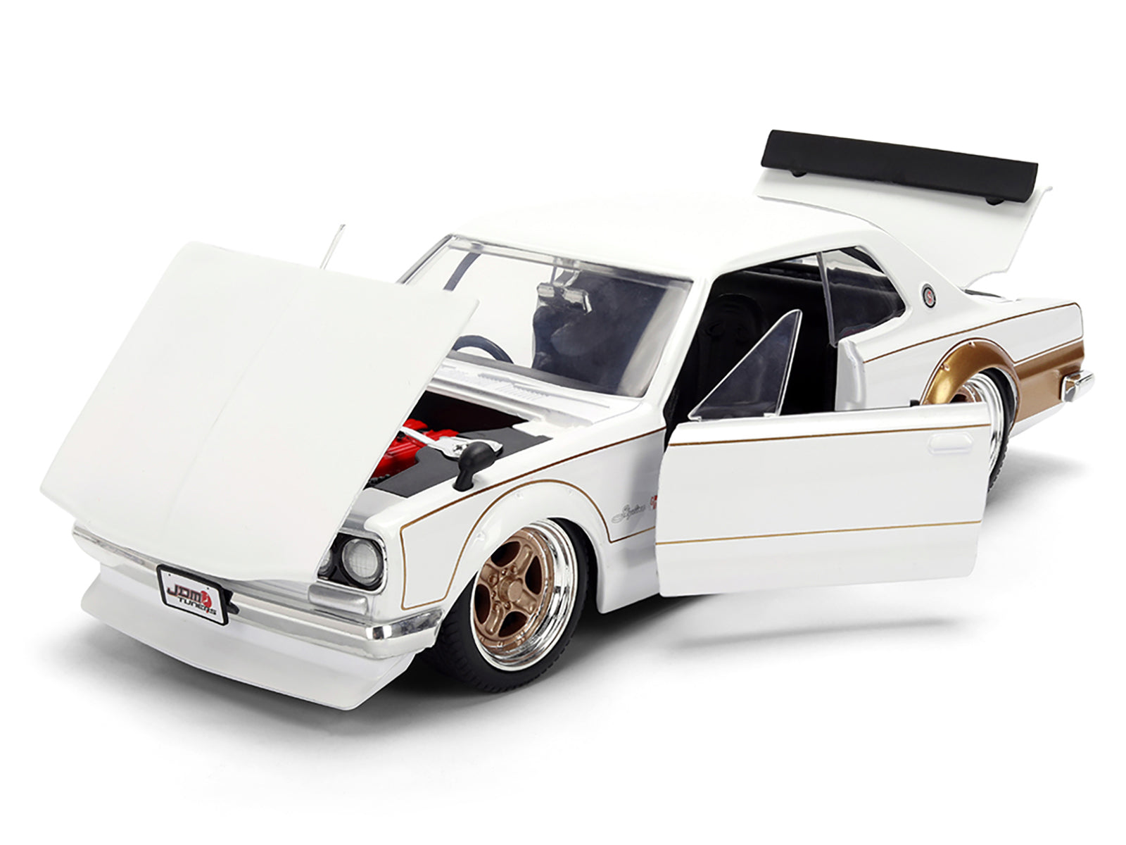 1971 Nissan Skyline 2000GT-R RHD (Right Hand Drive) White with Gold Graphics "JDM Tuners" Series 1/24 Diecast Model Car by Jada-DiecastModeler.com