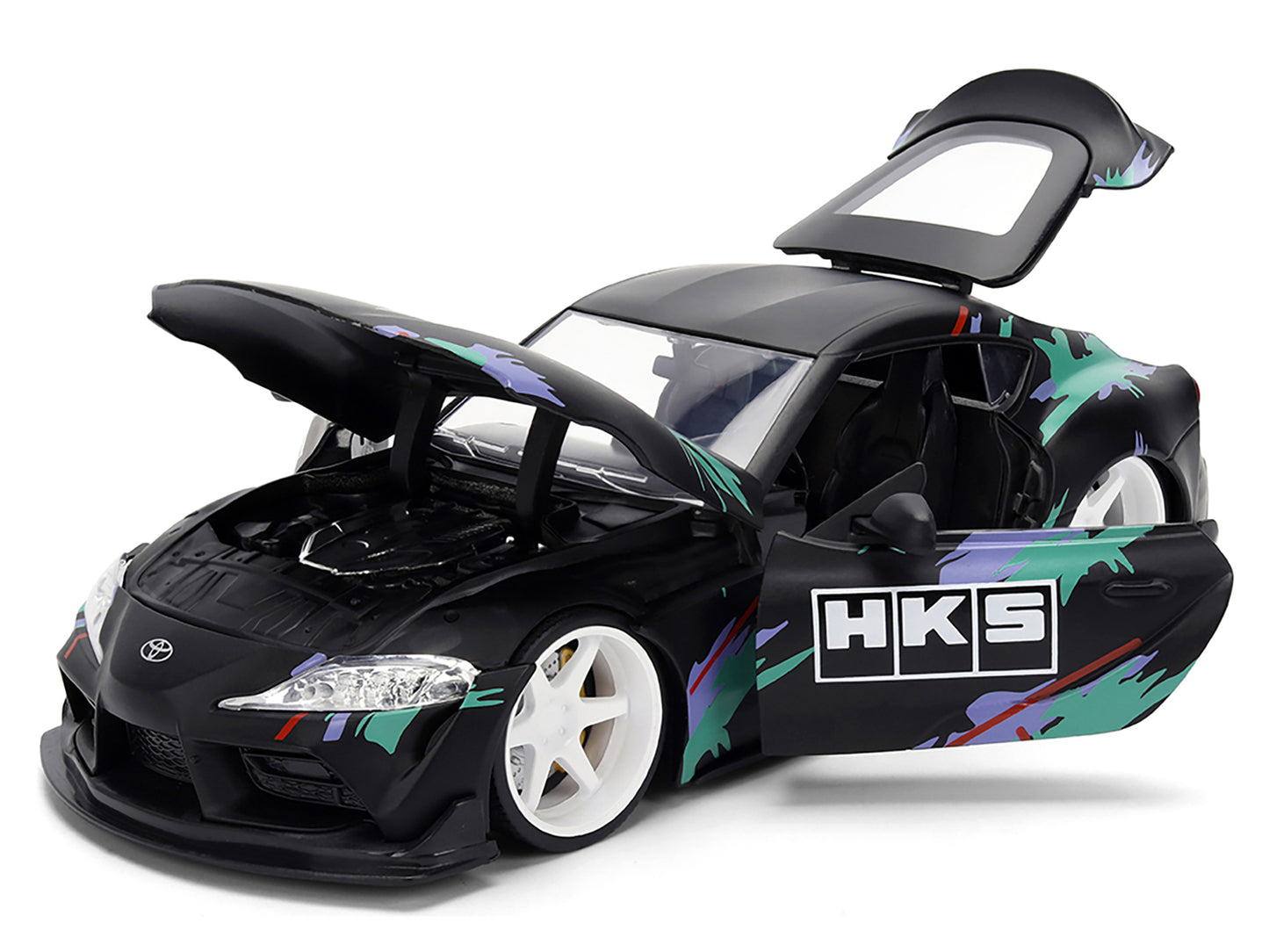 2020 Toyota GR Supra "HKS" Matt Black with Graphics "JDM Tuners" Series 1/24 Diecast Model Car by Jada