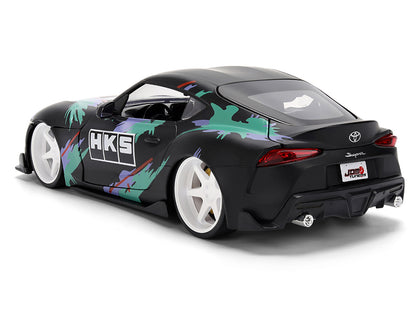 2020 Toyota GR Supra "HKS" Matt Black with Graphics "JDM Tuners" Series 1/24 Diecast Model Car by Jada