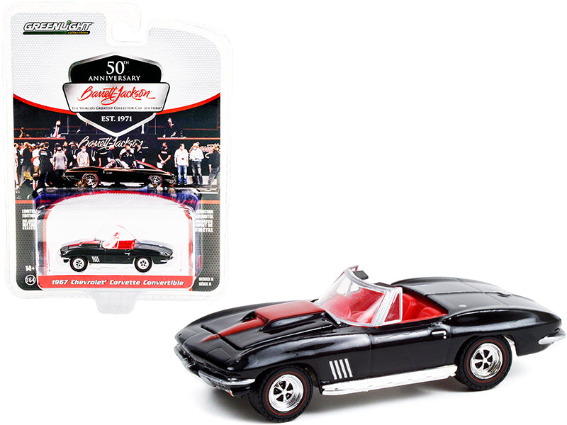 1967 Chevrolet Corvette Convertible Black with Red Stripe and Red Interior (Lot #1367) Barrett Jackson "Scottsdale Edition" Series 8 1/64 Diecast Model Car by Greenlight-DiecastModeler.com
