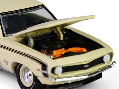 1969 Chevrolet Camaro SS 396 Butternut Yellow with Black Stripes "Barrett-Jackson" Series 15 1/64 Diecast Model Car by Greenlight