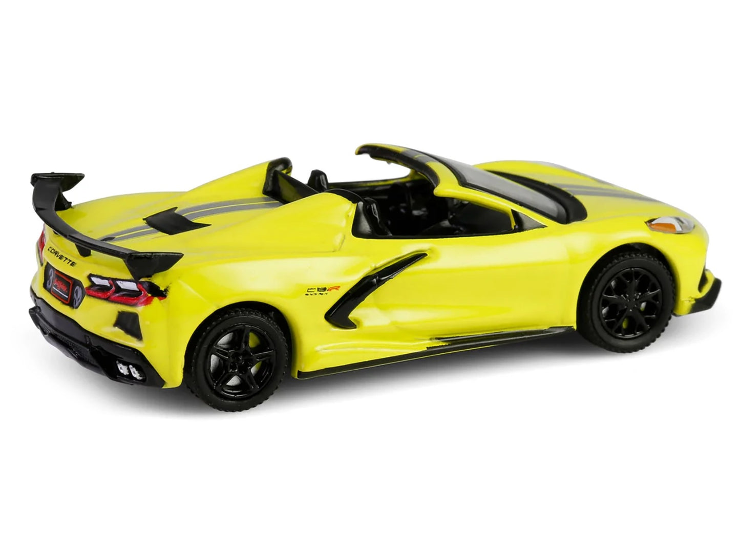 2022 Chevrolet Corvette C8.R Convertible Yellow with Silver Stripes "Barrett-Jackson" Series 15 1/64 Diecast Model Car by Greenlight-DiecastModeler.com