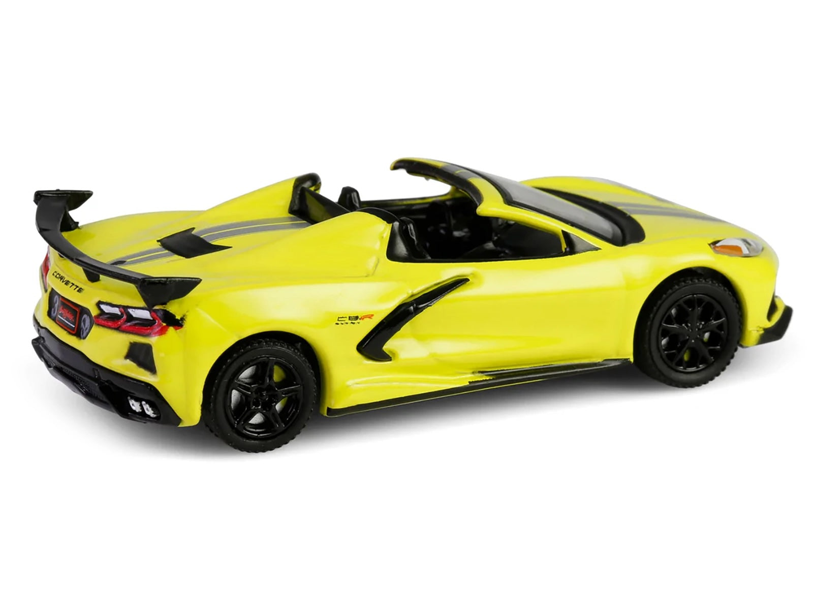 2022 Chevrolet Corvette C8.R Convertible Yellow with Silver Stripes "Barrett-Jackson" Series 15 1/64 Diecast Model Car by Greenlight-DiecastModeler.com
