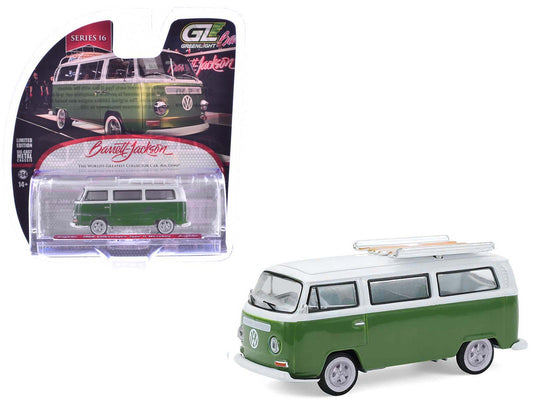 1968 Volkswagen Type II Microbus Green and White "Barrett-Jackson" Series 16 1/64 Diecast Model Car by Greenlight