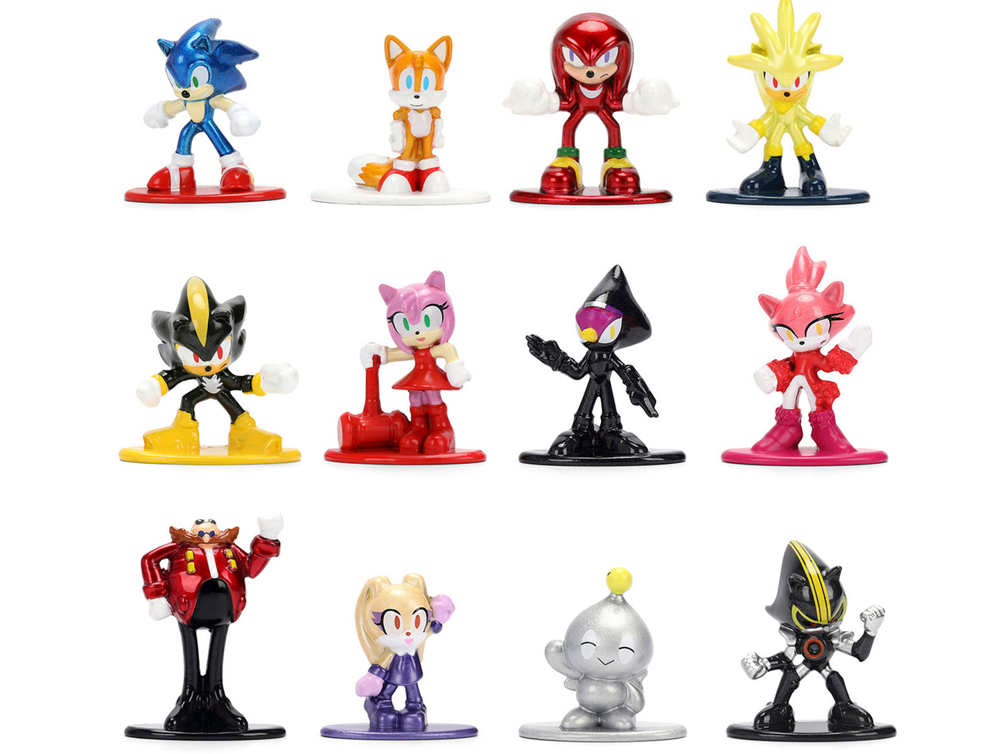 Set of 12 Diecast Figures "Sonic The Hedgehog" Video Games "Nano Metalfigs" Series Diecast Models by Jada-DiecastModeler.com