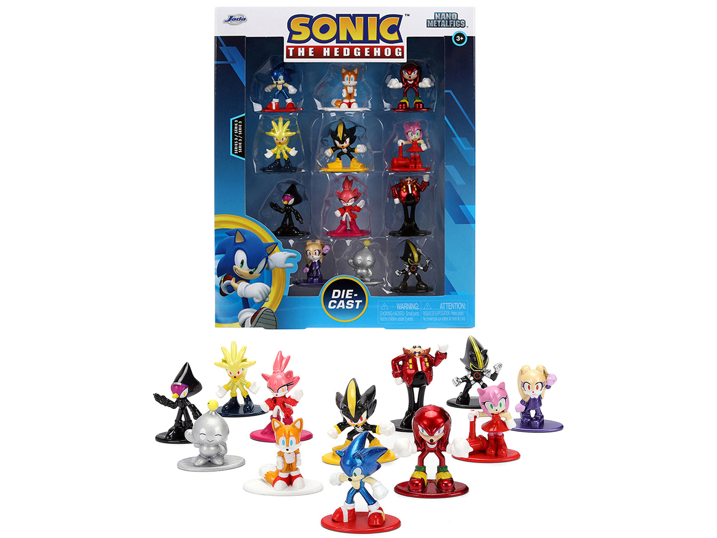 Set of 12 Diecast Figures "Sonic The Hedgehog" Video Games "Nano Metalfigs" Series Diecast Models by Jada-DiecastModeler.com