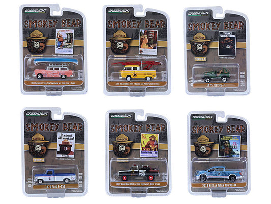"Smokey Bear" Set of 6 Cars Series 4 1/64 Diecast Model Cars by Greenlight-DiecastModeler.com