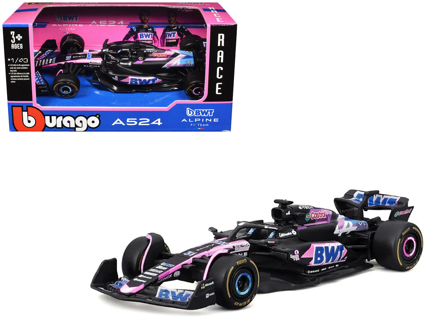 Alpine A524 #31 Esteban Ocon "BWT" "Formula One F1 World Championship" (2024) "Race" Series 1/43 Diecast Model Car by Bburago-DiecastModeler.com