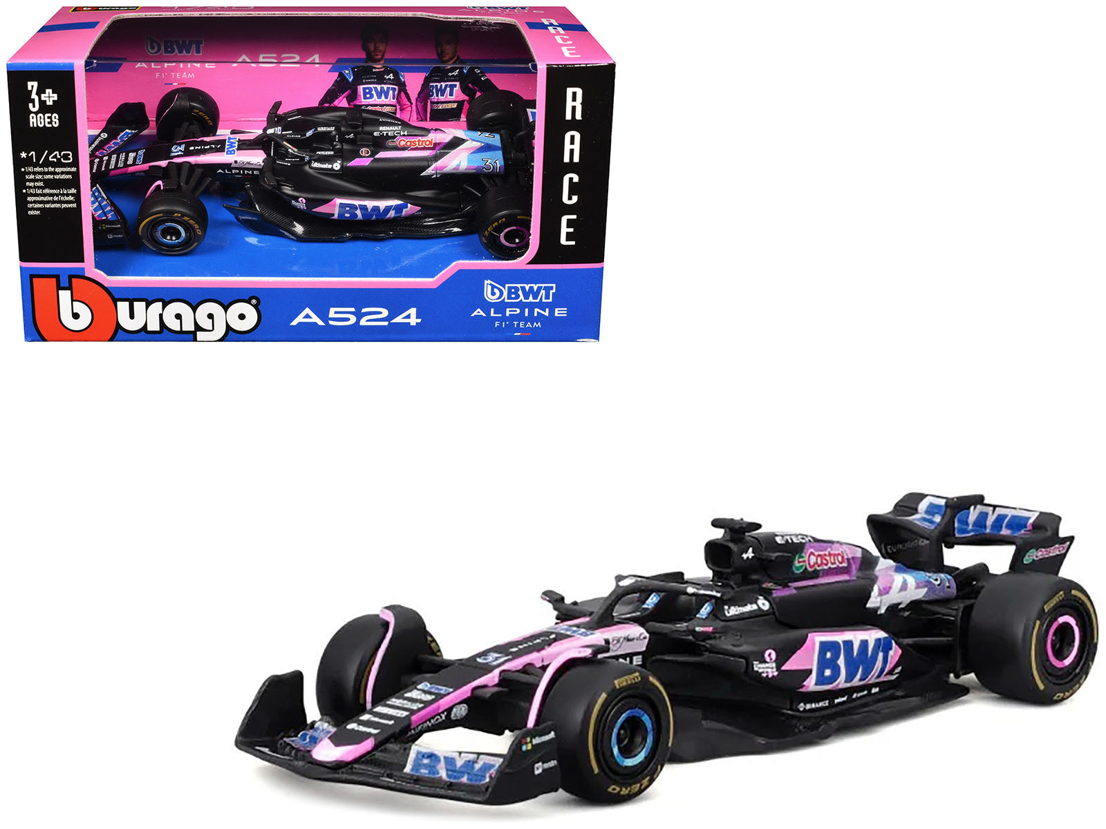 Alpine A524 #31 Esteban Ocon "BWT" "Formula One F1 World Championship" (2024) "Race" Series 1/43 Diecast Model Car by Bburago-DiecastModeler.com