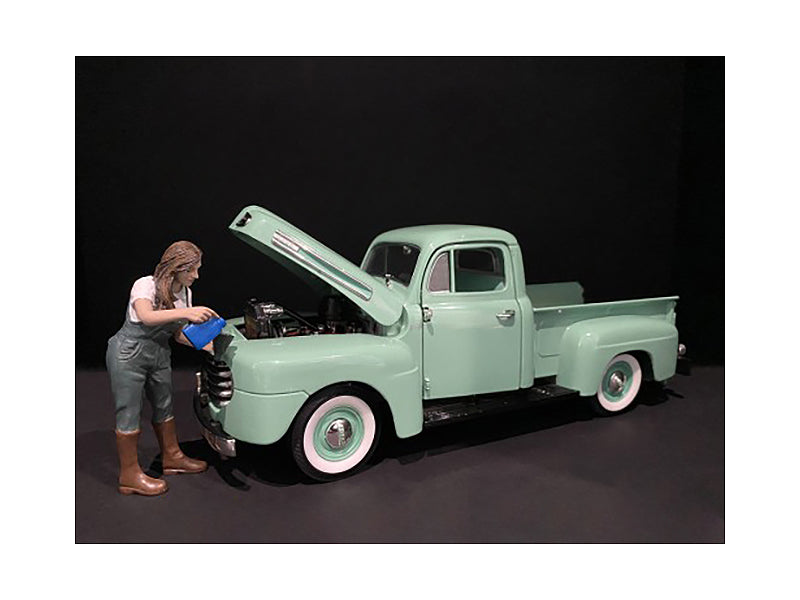 Car Girl in Tee Kylie Figurine for 1/18 Scale Models by American Diorama-DiecastModeler.com