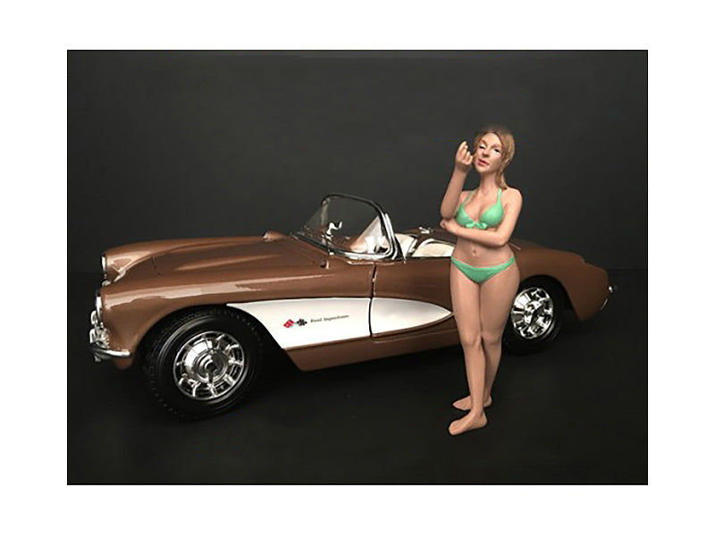 August Bikini Calendar Girl Figurine for 1/18 Scale Models by American Diorama-DiecastModeler.com