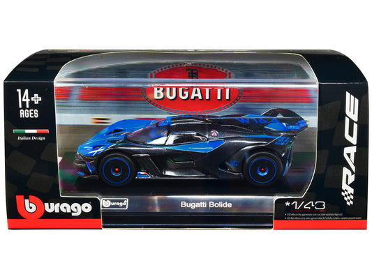 Bugatti Bolide Blue and Carbon Gray "Race" Series 1/43 Diecast Model Car by Bburago-DiecastModeler.com
