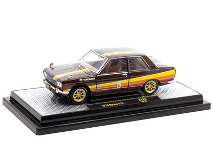1970 Datsun 510 #5 Brown Metallic with Stripes Limited Edition to 4250 pieces Worldwide 1/24 Diecast Model Car by M2 Machines-DiecastModeler.com