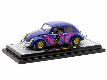 1952 Volkswagen Beetle Deluxe Model "Maui & Sons" Purple Metallic with Graphics Limited Edition to 6650 pieces Worldwide 1/24 Diecast Model Car by M2 Machines-DiecastModeler.com