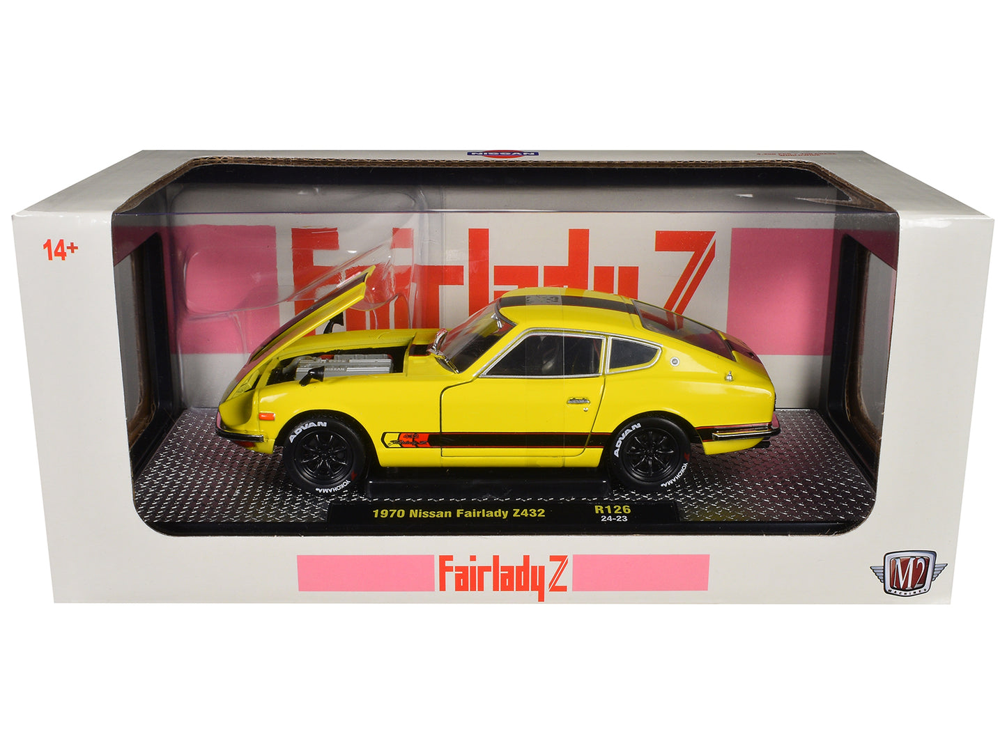 1970 Nissan Fairlady Z 432 RHD (Right Hand Drive) #3 Yellow with Black Stripes Limited Edition to 4250 pieces Worldwide 1/24 Diecast Model Car by M2 Machines