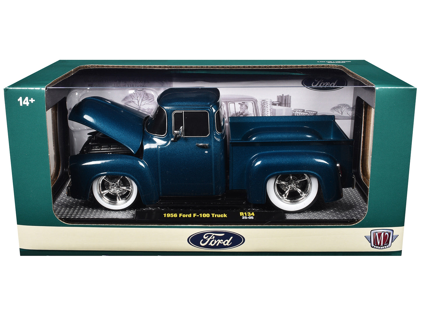 1956 Ford F-100 Pickup Truck Blue Metallic Limited Edition to 6650 pieces Worldwide 1/24 Diecast Model Car by M2 Machines
