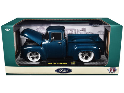1956 Ford F-100 Pickup Truck Blue Metallic Limited Edition to 6650 pieces Worldwide 1/24 Diecast Model Car by M2 Machines