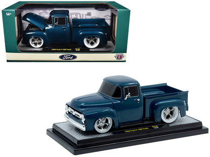 1956 Ford F-100 Pickup Truck Blue Metallic Limited Edition to 6650 pieces Worldwide 1/24 Diecast Model Car by M2 Machines